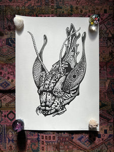 ‘Mantis’ Woodcut Print