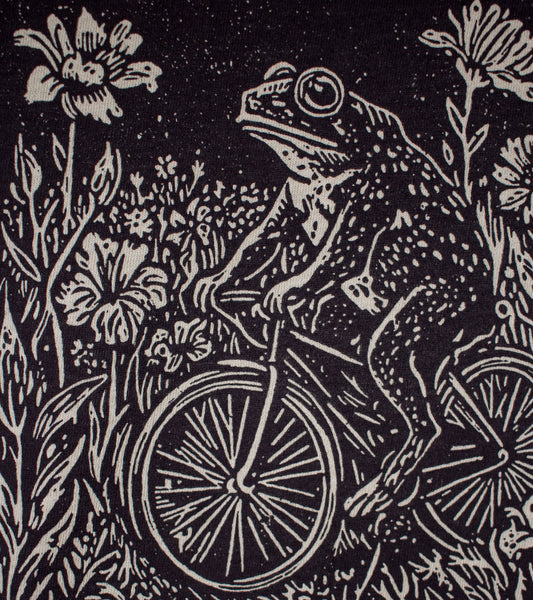 Biking Frog - Woodcut Printed Long Sleeve